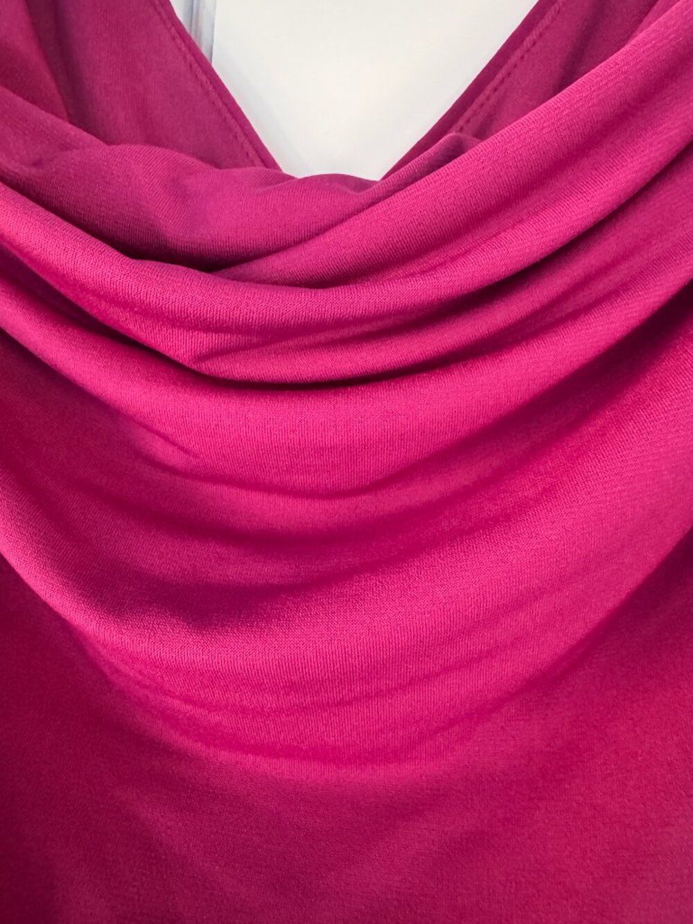 NWT Kensie Fuchsia Pink Draped Midi Dress Cowl Neck Ruched Size 10 - Picture 5 of 9